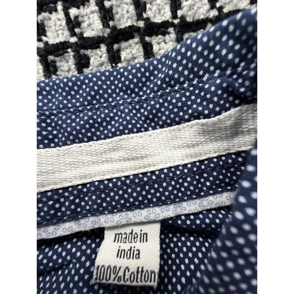 Paper Denim & Cloth Button Up Mens 2X Blue Polka Dot Short Sleeve